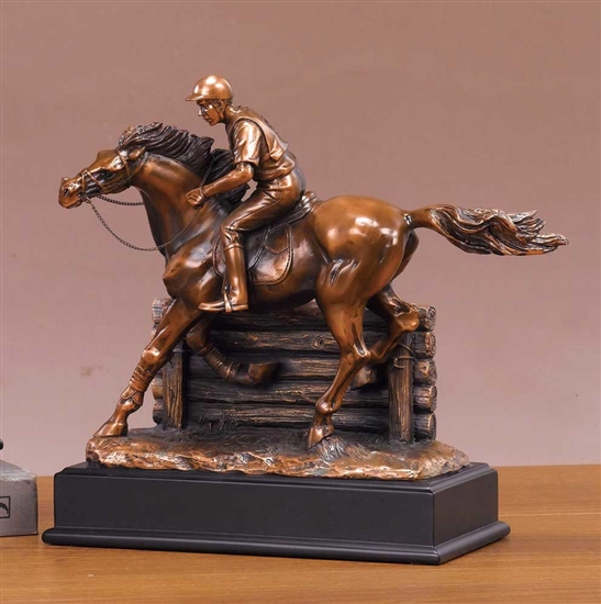 11.5" Jockey Horse Statue - Horse Rider Sculpture