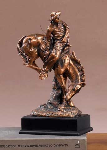 12" Rodeo Cowboy Statue - Bronzed Sculpture