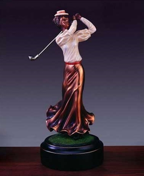 10" Classic Lady Golf Trophy - Bronzed Statue