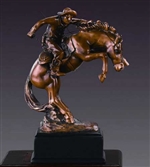 6" Rodeo Cowboy on Horse Statue - Bronzed Figurine