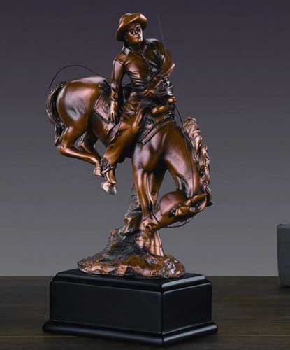 6.5" Western Rodeo Cowboy on Horse Statue - Sculpture