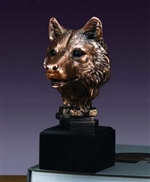 Bronzed Finished Wolf Bust - Wolf Head Statue