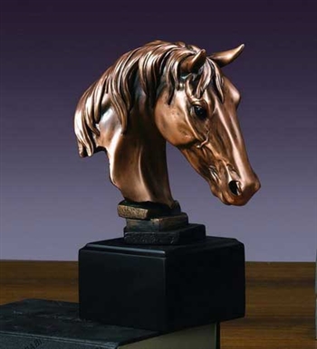 7.5" Horse Head Statue - Bronzed Sculpture