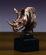 Rhino Head Statue - Bronzed Rhino Bust