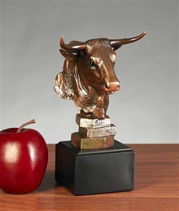 Stock Market Bull Head Statue- Bronzed Bust