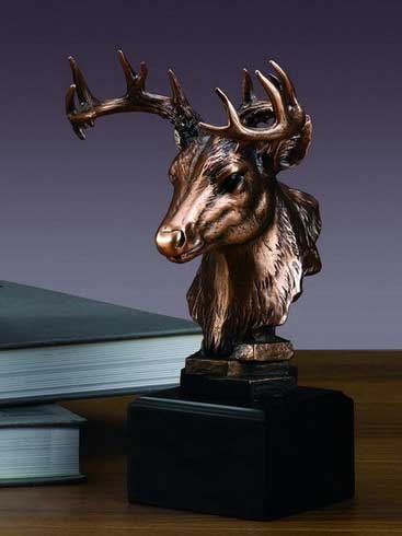 Whitetail Deer Bust Statue - Bronze Finish