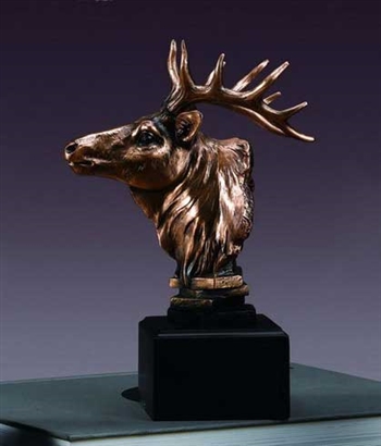 Elk Head Statue - Bronzed Elk Bust
