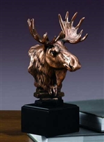 Bronzed Moose Statue - Moose Bust