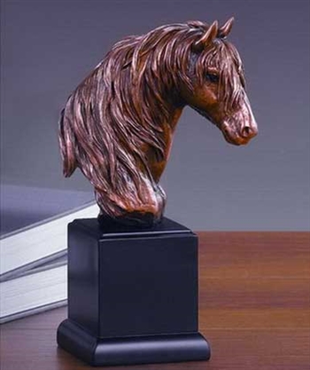 9" Bronze Finish Horse Head Statue - Sculpture