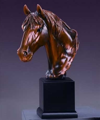 14" Elegant Horse Head Statue - Bronzed Sculpture