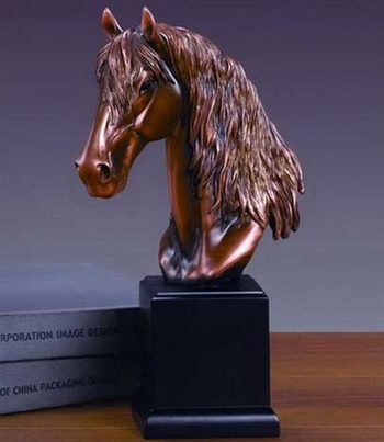 12" Horse Head Statue - Bronzed Sculpture