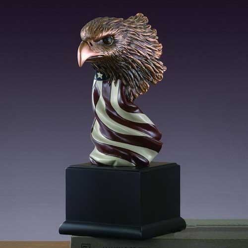12" Eagle Head with the American Flag Statue – Figurine