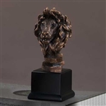 10" Bronze Finished Lion Head Statue - Sculpture