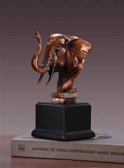 Elephant Head Statue - Bronzed Elephant Bust