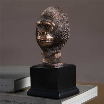 9" Bronze Finished Gorilla Statue - Figurine
