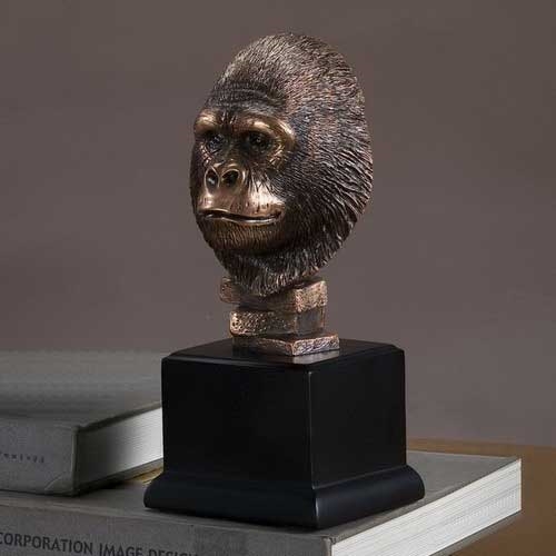 9" Bronze Finished Gorilla Statue - Figurine