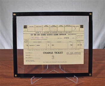1936 New York Curb Exchange Charge Ticket - Rare