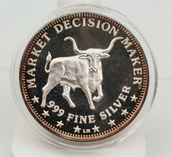Stock Market Decision Maker Bull & Bear Coin - .999 Silver