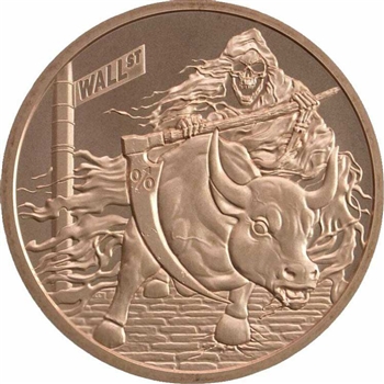 Grim Reaper vs Wall St. Bull Coin - .999 Copper -1 oz