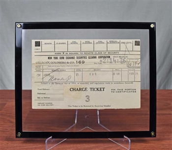 1936 New York Curb Exchange Charge Ticket - Fenner & Beane