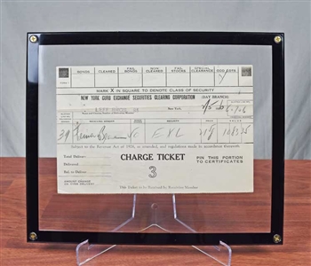 1936 New York Curb Exchange Charge Ticket - Fenner & Beane
