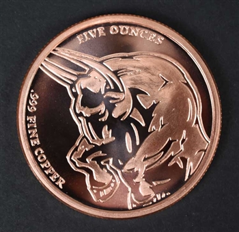 Copper Bull & Bear Medallion - 5 Oz .999 Copper