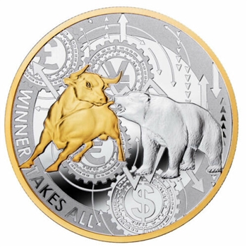 .999 Silver "Winner Takes All" Bull and Bear Coin