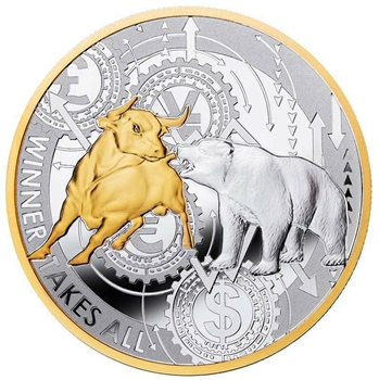.999 Silver "Winner Takes All" Bull and Bear Coin