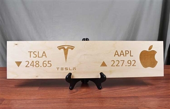 Tesla & Apple Ticker Wood Sign