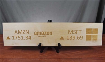 Amazon and Microsoft Ticker Wood Sign