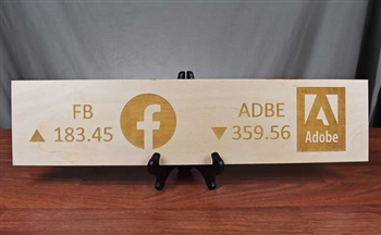 Facebook and Adobe Ticker Wood Sign
