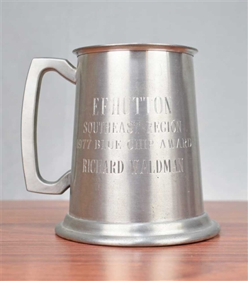 EF Hutton Blue Chip Award English Pewter Tankard - 1977