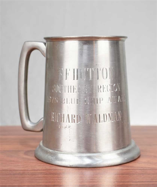 EF Hutton Blue Chip Award English Pewter Tankard - 1978