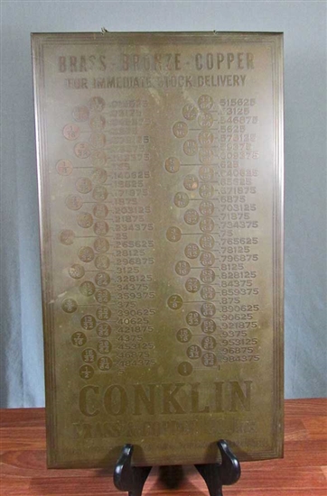 Antique Conklin Brass & Copper Co Sign