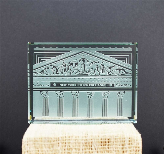 New York Stock Exchanged Etched Glass Paperweight