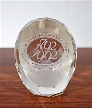 NYSE Bicentennial Crystal Paperweight