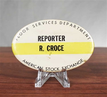 Vintage American Stock Exchange Badge - Reporter
