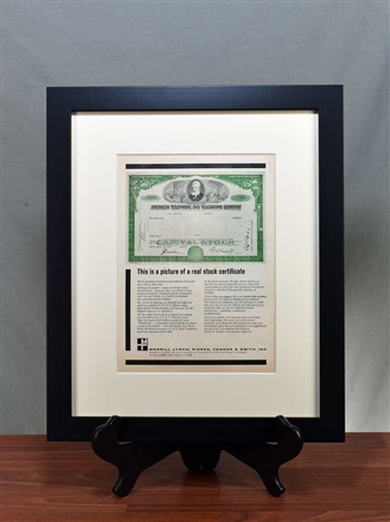 1965 Merrill Lynch, Pierce, Fenner & Smith Print Ad - AT&T Stock Certificate