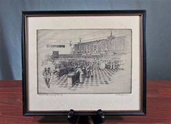 Vintage Chicago Midwest Stock Exchange Etching
