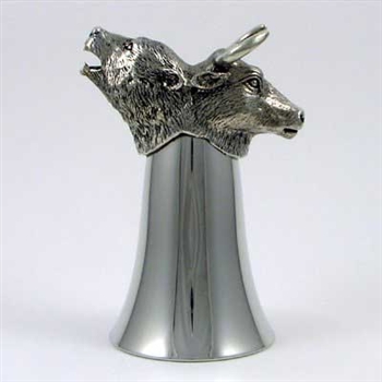 Pewter Bull and Bear Stirrup Cup - Jigger