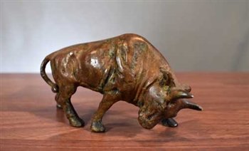 Metal Bull Figurine with Antique Finish