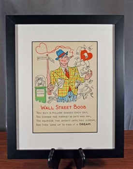 Framed Vintage Wall Street Boob Print Cartoon