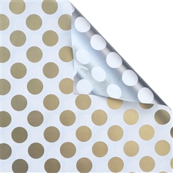 Gold And Silver Dot Reversible Gift Wrap