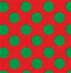 Classic Giant Green Dots On Red Foil Gift Wrap