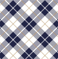 Navy Gold Plaid Embossed Wholesale Gift Wrap