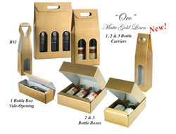 Matte Gold Linen Embossed Wine Bottle Carriers