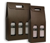 Embossed Chocolate Brown Wine Carriers