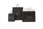 Black Solid Tint On Kraft J Cut Handle Shopping Bags