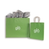 Bright Green Varnish Stripe J Cut Handle Shopping Bags