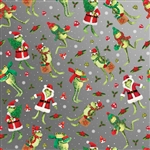 Festive Frogs Metallic Silver Highlight Wholesale Packaging Gift Wrap